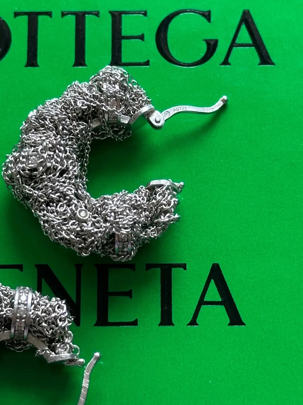 Bottega Veneta Silver Textured Hoop Earrings - Elegant Silver Hoops